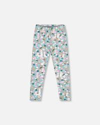 Organic Cotton Leggings Blue Llama Print - H20M60_081