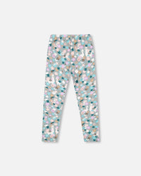 Organic Cotton Leggings Blue Llama Print - H20M60_081