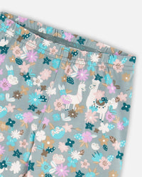 Organic Cotton Leggings Blue Llama Print - H20M60_081