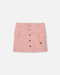 Corduroy Skirt With Cargo Pockets Dusty Pink - H20M80_276