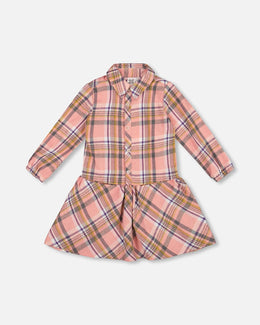 Shirt Plaid Dress With Frill Pink, Yellow And Gray - H20M85_000