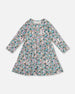 Half Button Organic Cotton Dress Blue Llama Print - H20M88_081
