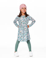 Half Button Organic Cotton Dress Blue Llama Print - H20M88_081