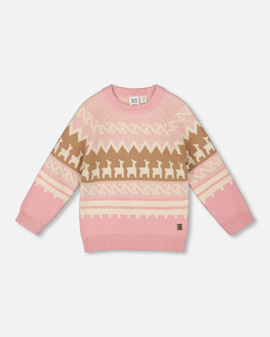 Llama Jacquard Sweater Dusty Pink - H20MT72_276