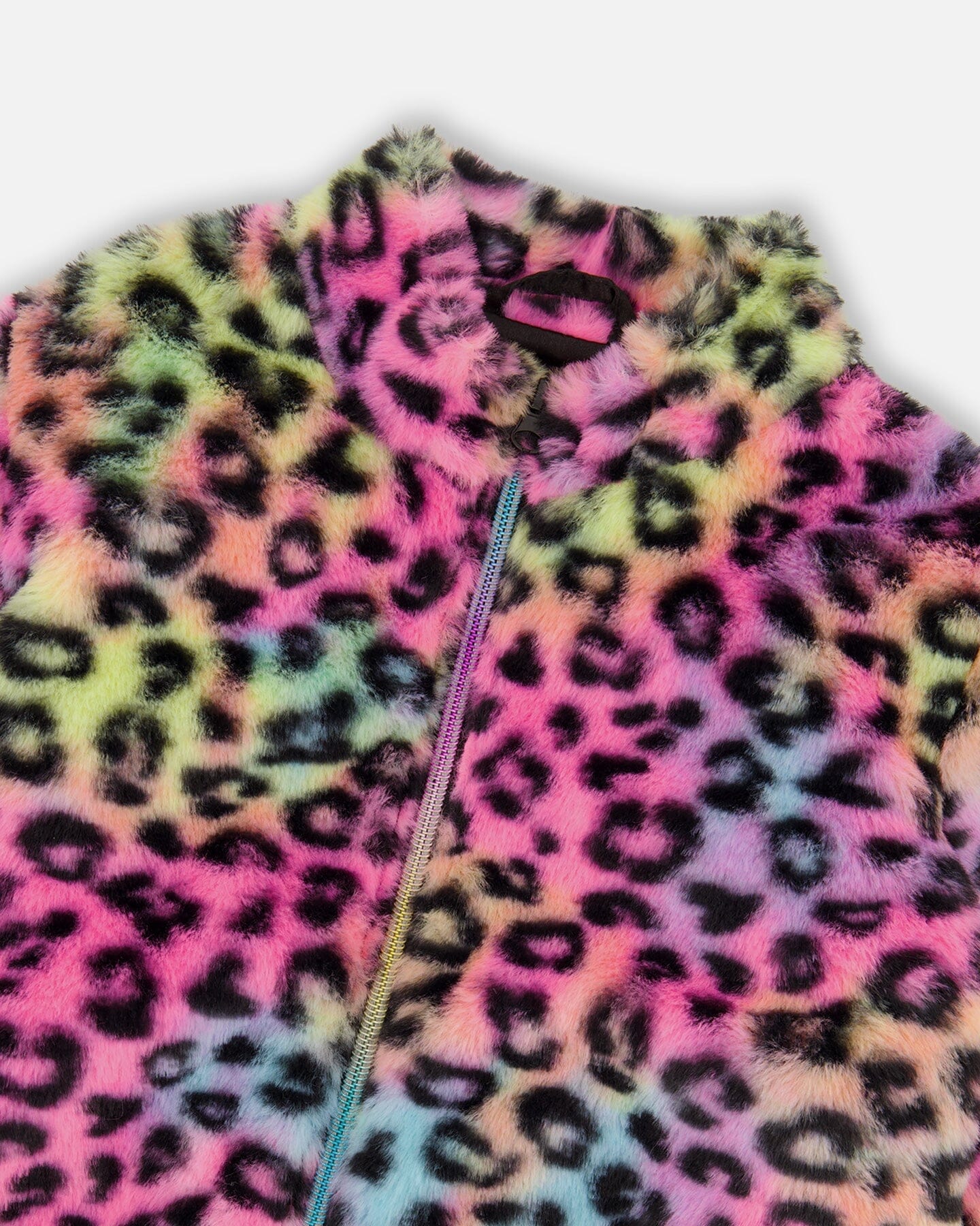 Faux Fur Zipped Jacket Multicolor Leopard - H20N50_000