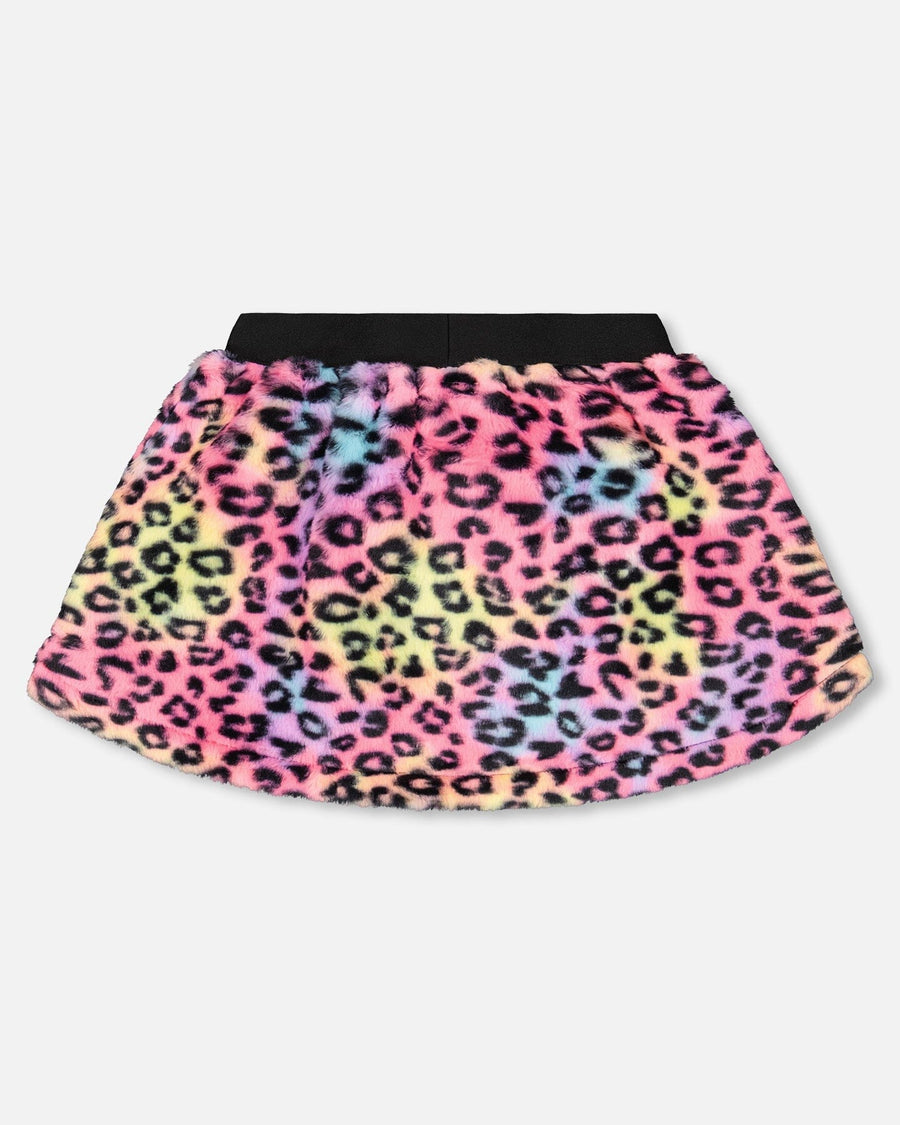 Faux Fur Skirt Multicolor Leopard - H20N80_000