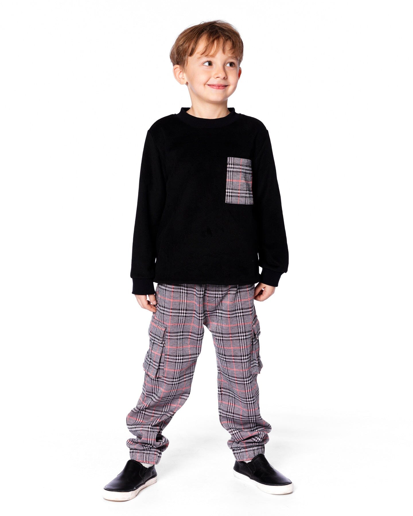 Plaid Cargo Pant Gray And Black - H20OB21_000