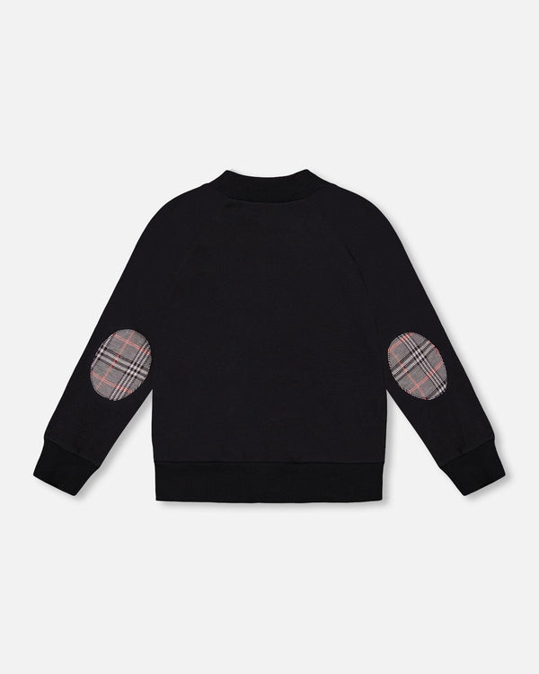 Bi-Material Zip Front Jacket Gray And Black Plaid - H20OB30_000