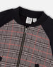 Bi-Material Zip Front Jacket Gray And Black Plaid - H20OB30_000