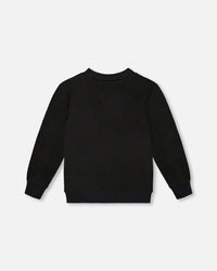 Super Soft Brushed Jersey Long Sleeve Top Black With Plaid Pocket - H20OB65_999