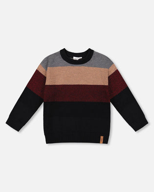 Color Block Knit Sweater Red And Black - H20OBT72_000