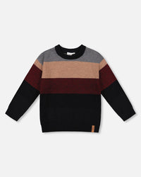Color Block Knit Sweater Red And Black - H20OBT72_000