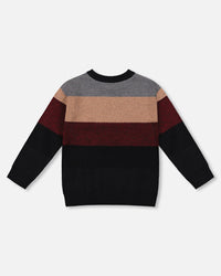 Color Block Knit Sweater Red And Black - H20OBT72_000
