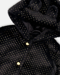 Bear Faux Fur Coat Black With Gold Polka Dots - H20OG51_999