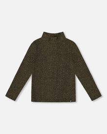 Shiny Rib Mock Neck Top Black And Gold - H20OG70_000