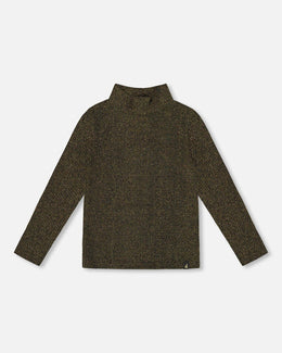 Shiny Rib Mock Neck Top Black And Gold - H20OG70_000