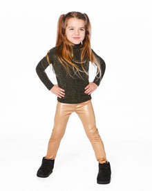 Shiny Rib Mock Neck Top Black And Gold - H20OG70_000