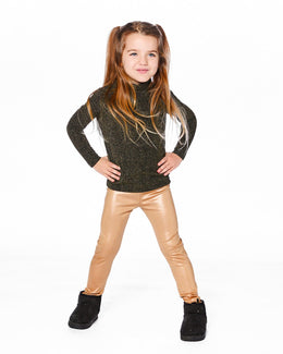 Shiny Rib Mock Neck Top Black And Gold - H20OG70_000