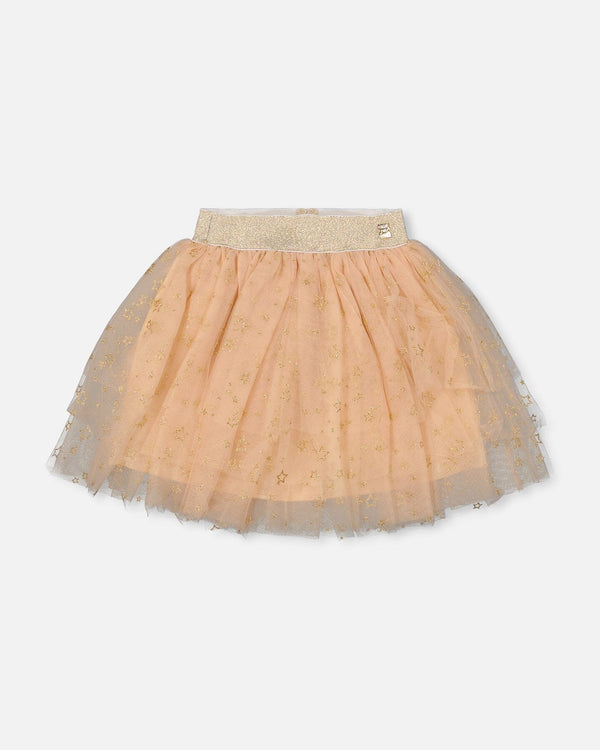 Multi Layer Glittering Mesh Skirt Beige - H20OG82_145