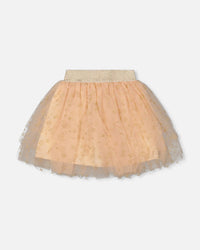 Multi Layer Glittering Mesh Skirt Beige - H20OG82_145