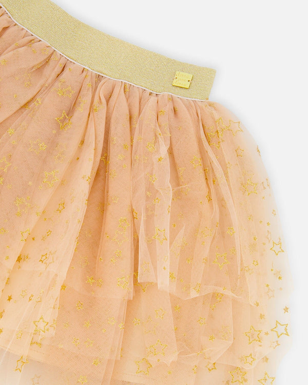 Multi Layer Glittering Mesh Skirt Beige - H20OG82_145