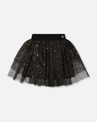 Multi Layer Glittering Mesh Skirt Black - H20OG82_999