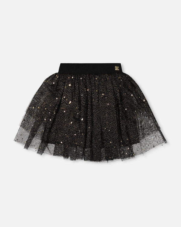 Multi Layer Glittering Mesh Skirt Black - H20OG82_999