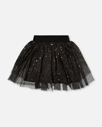 Multi Layer Glittering Mesh Skirt Black - H20OG82_999