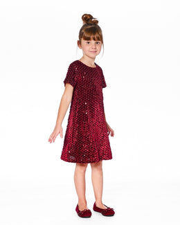 Velvet Short Sleeve Dress Red - H20OG85_775