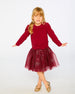 Bi-Material Dress With Glittering Skirt Red Dresses Deux par Deux 