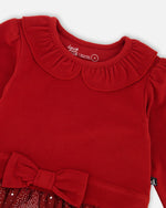 Bi-Material Dress With Glittering Skirt Red - H20OG86_749