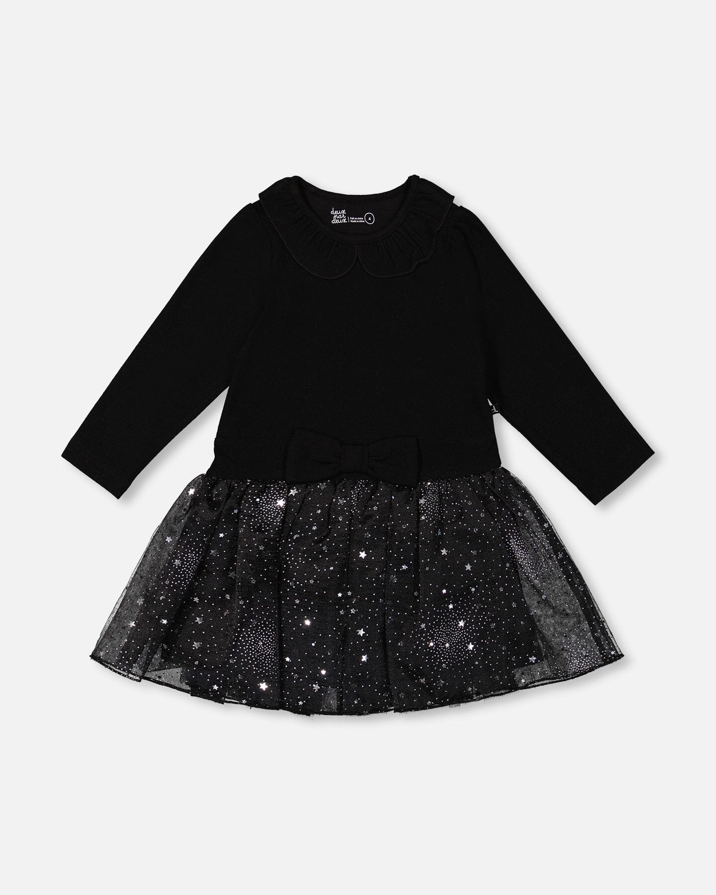 Bi-Material Dress With Glittering Skirt Black - H20OG86_999