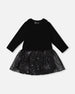 Bi-Material Dress With Glittering Skirt Black - H20OG86_999