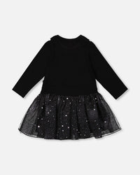 Bi-Material Dress With Glittering Skirt Black - H20OG86_999
