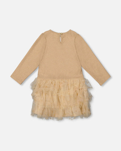 Glittering Mesh Skirt Party Dress Beige - H20OG87_145