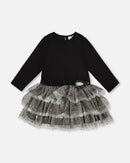 Glittering Mesh Skirt Party Dress Black - H20OG87_999