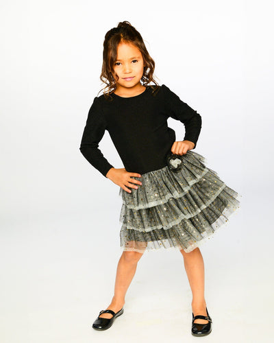 Glittering Mesh Skirt Party Dress Black Dresses Deux par Deux 