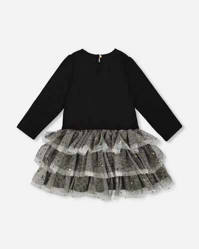 Glittering Mesh Skirt Party Dress Black - H20OG87_999
