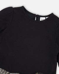 Glittering Mesh Skirt Party Dress Black - H20OG87_999