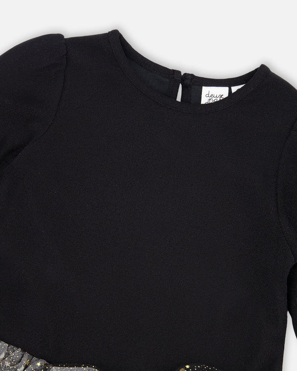 Glittering Mesh Skirt Party Dress Black - H20OG87_999