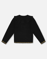 Knitted Cardigan With Rhinestones Black - H20OGT31_999
