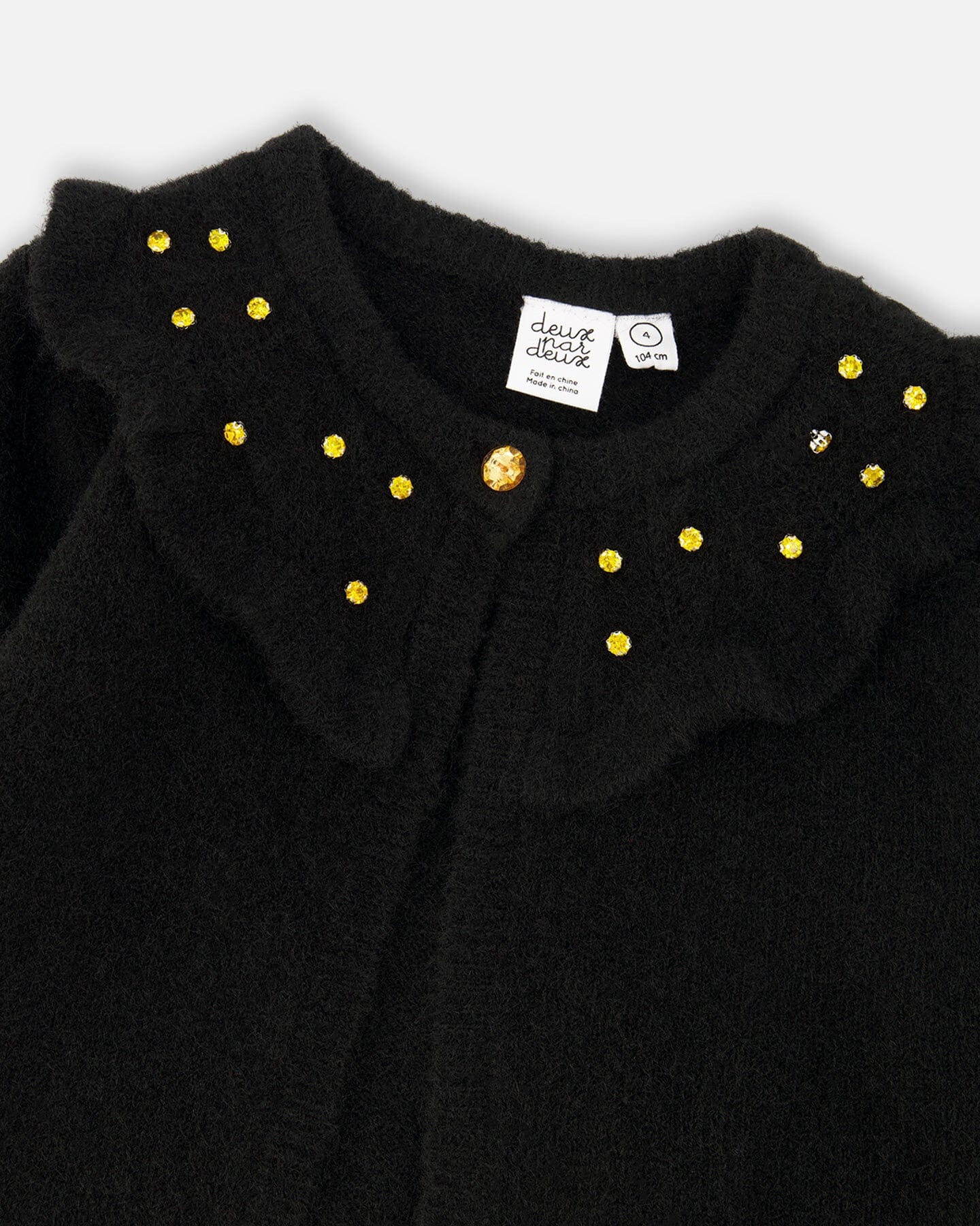 Knitted Cardigan With Rhinestones Black - H20OGT31_999
