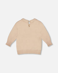 3/4 Sleeve Knitted Sweater Beige - H20OGT71_145
