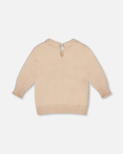 3/4 Sleeve Knitted Sweater Beige - H20OGT71_145