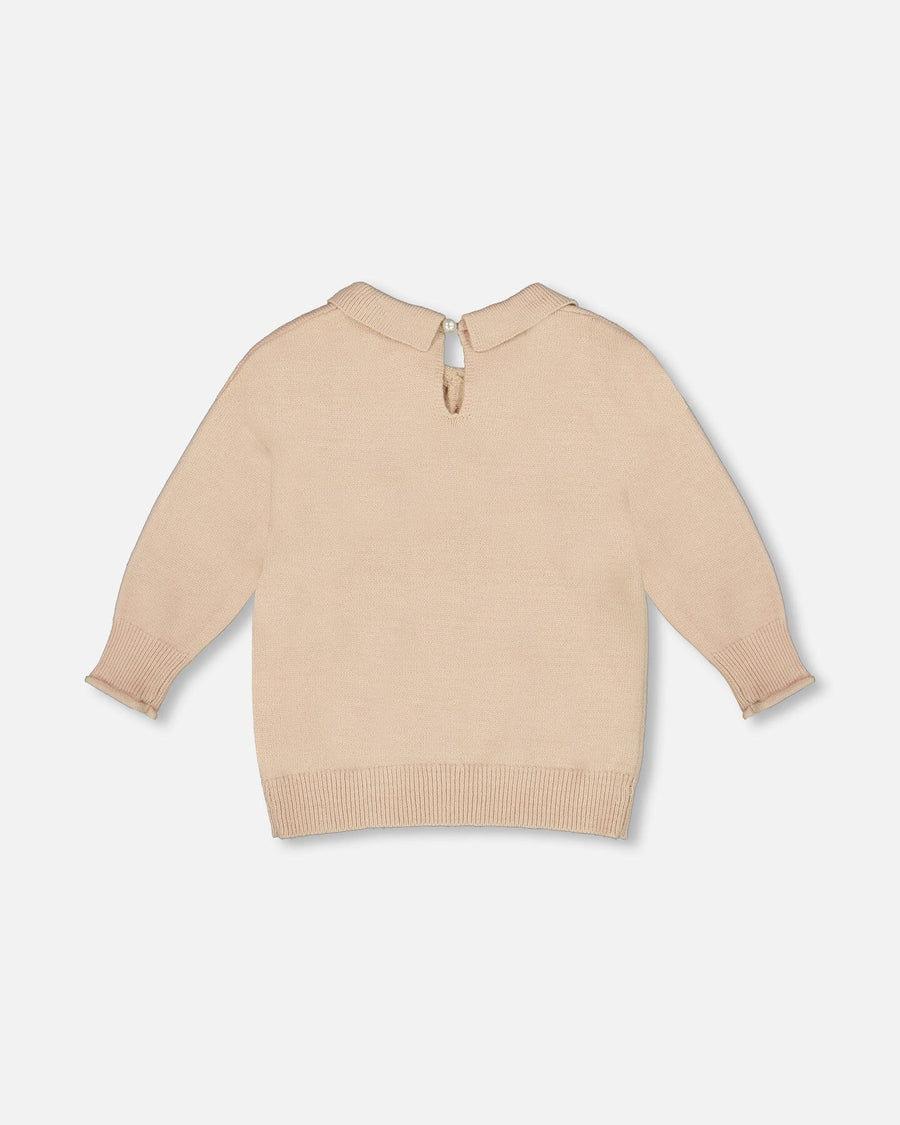 3/4 Sleeve Knitted Sweater Beige - H20OGT71_145
