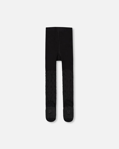 Knit Tights Black With Tone-On-Tone Star Pattern - H20OGT_999