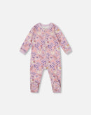 One-Piece Organic Cotton Pajama Lilac Cat Print - H20PA40US_008