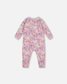 One-Piece Organic Cotton Pajama Lilac Cat Print - H20PA40US_008