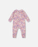 One-Piece Organic Cotton Pajama Lilac Cat Print - H20PA40US_008