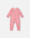 One-Piece Organic Cotton Pajama Pink Cat Print - H20PA40US_040